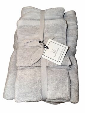 ESSEX PARK 4 Piece Towel Set Light Grey BRAND NEW Cotton